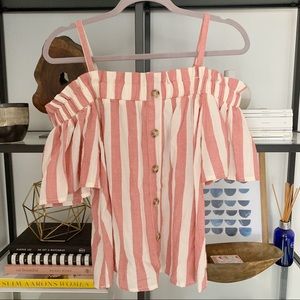 Moon River Stripe Cold Shoulder Top